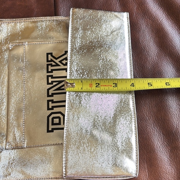 NWT PINK Victoria Secret Silver Metallic Tote Bag Signature Logo - Picture 10 of 10